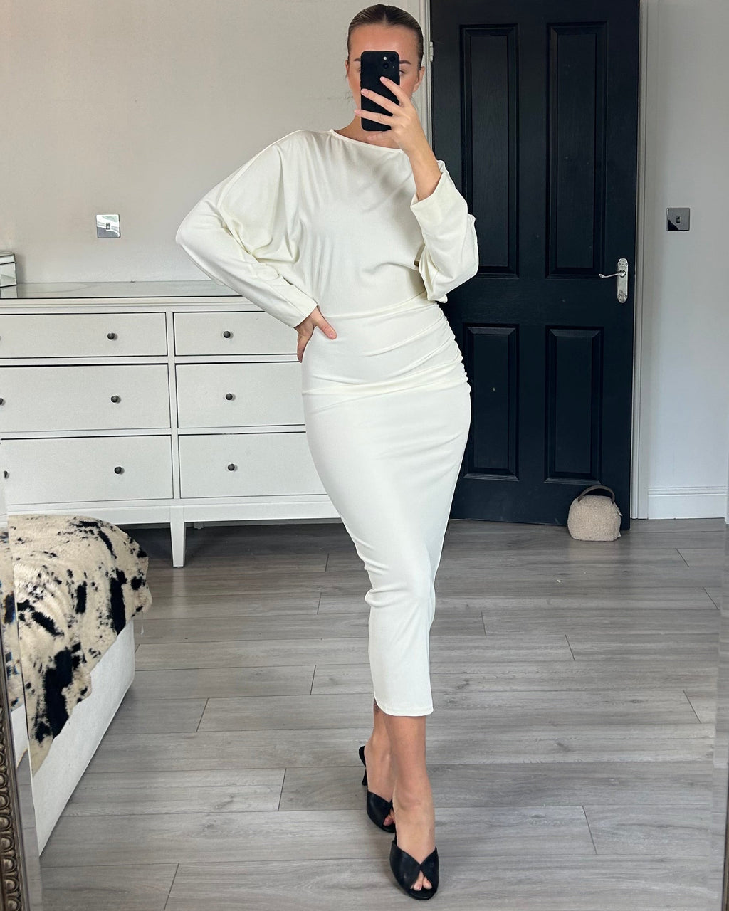 Opal Ruched Draped Midi Dress