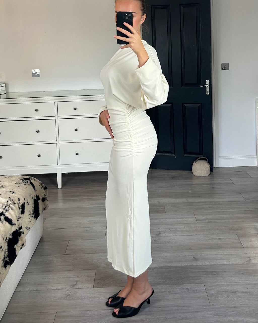 Opal Ruched Draped Midi Dress