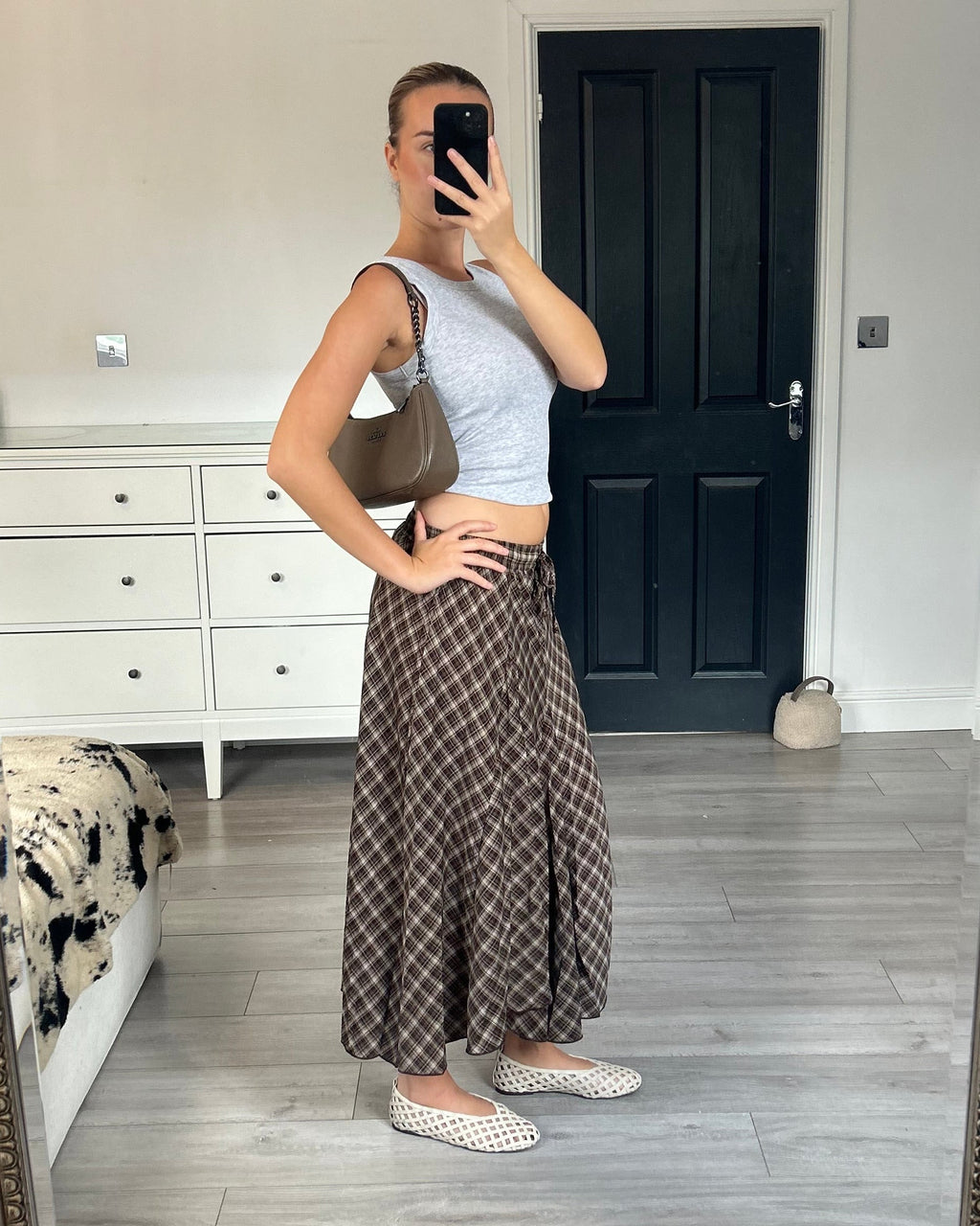 Stevie Checked Midi Skirt