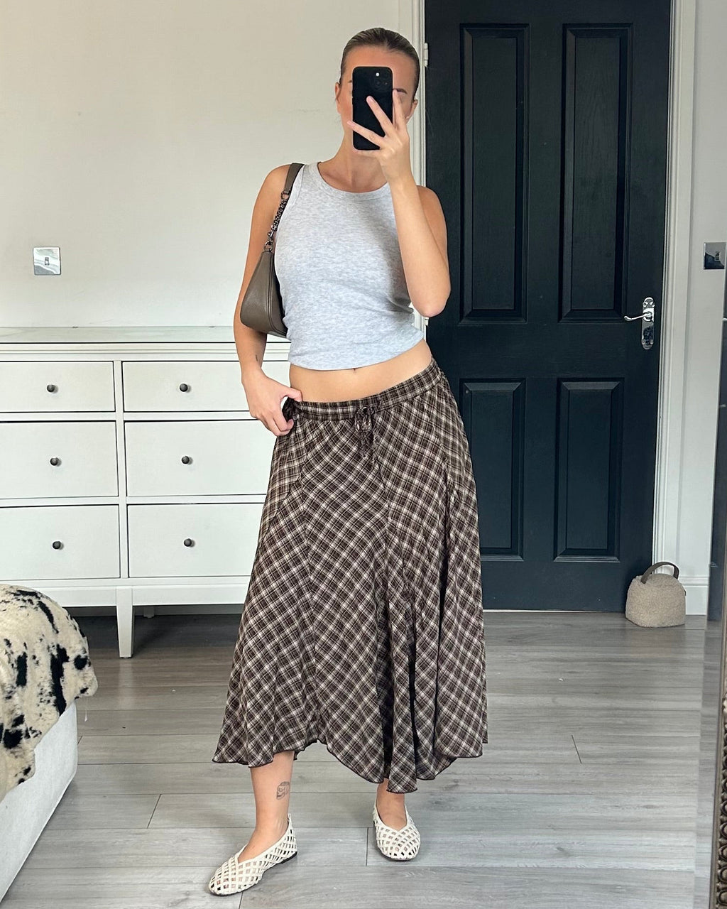 Stevie Checked Midi Skirt