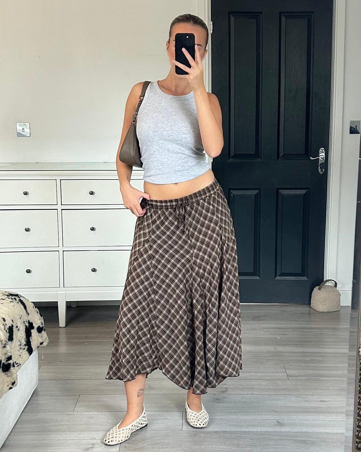 Stevie Checked Midi Skirt