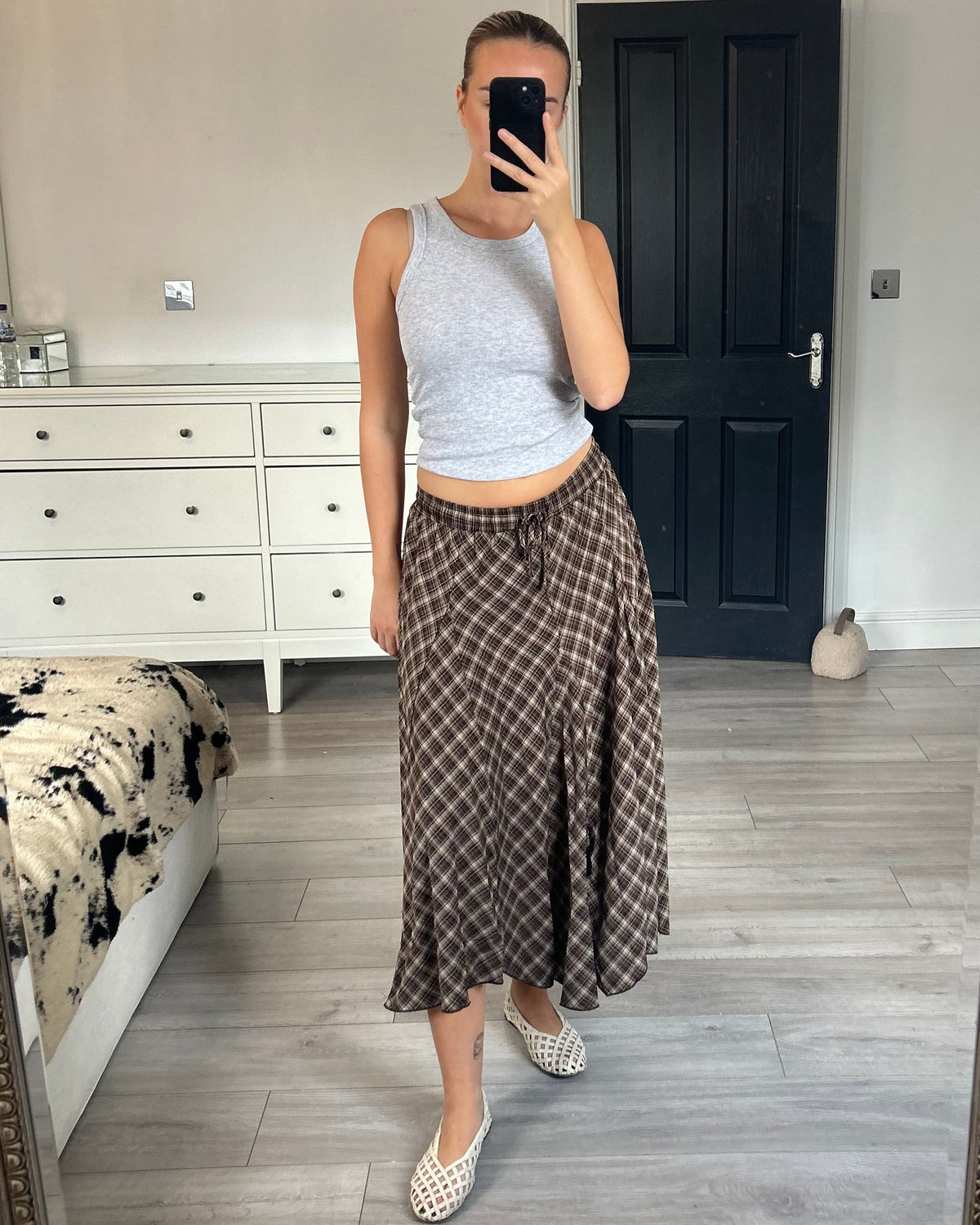 Stevie Checked Midi Skirt