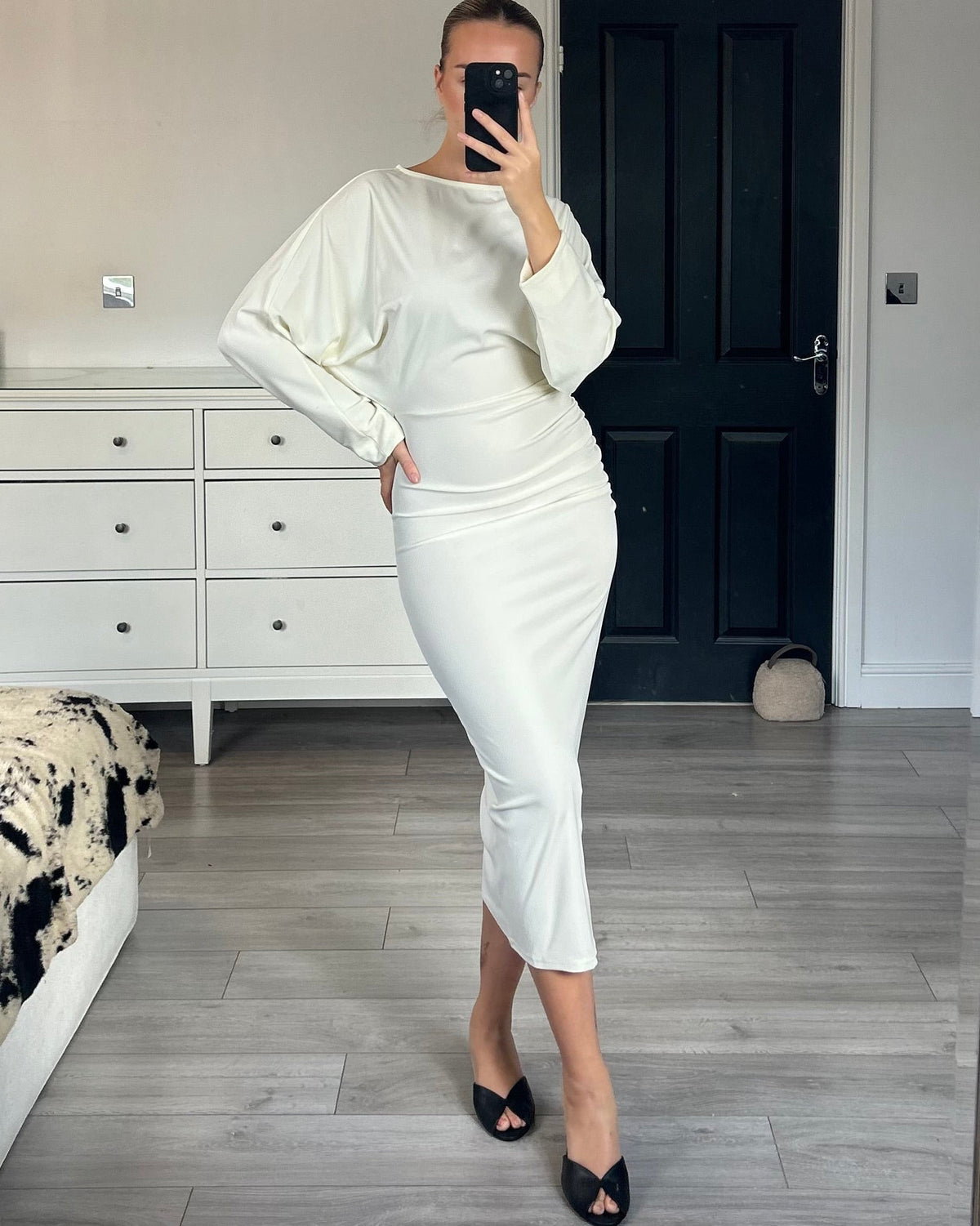 Opal Ruched Draped Midi Dress