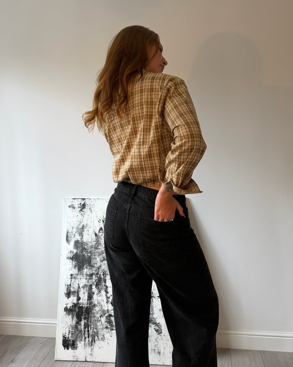 Angie Checked Shirt Beige