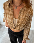 Angie Checked Shirt Beige