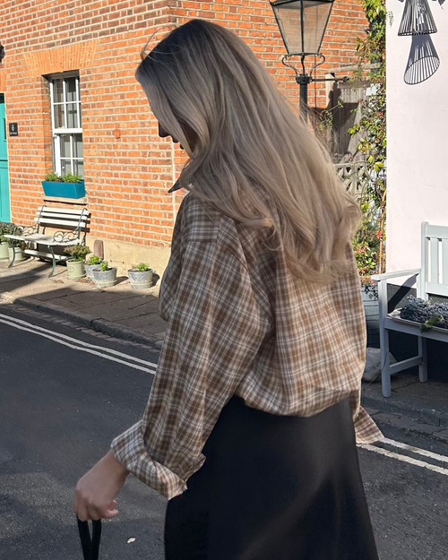 Angie Checked Shirt Beige